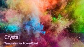  Presentation with colorful celebration - Presentation design consisting of powder splashing in the air background and a violet colored foreground