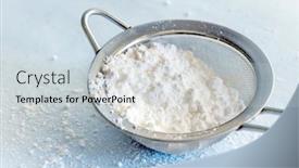  Presentation with powdered - Amazing presentation theme having powdered-confectioners-sugar-in-sieve backdrop and a light gray colored foreground