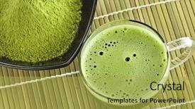  Presentation with matcha green tea - Cool new presentation theme with powdered green tea on bamboo backdrop and a yellow colored foreground