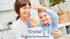  Presentation with baby breast milk - PPT theme enhanced with powdered infant formula - boy helps mother while warming background and a light blue colored foreground