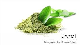  Presentation with matcha - Presentation theme having powdered matcha green tea isolated background and a white colored foreground