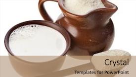  Presentation with white milk - PPT theme enhanced with powdered milk drink in clay background and a coral colored foreground