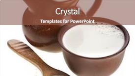  Presentation with white milk - Slide deck enhanced with powdered milk drink in clay pitcher and cup on white background background and a tawny brown colored foreground