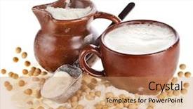  Presentation with powdered - Audience pleasing PPT theme consisting of powdered milk drink in clay backdrop and a coral colored foreground