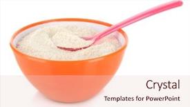  Presentation with milk baby - Amazing PPT theme having powdered milk in bowl and spoon for baby isolated on white backdrop and a lemonade colored foreground