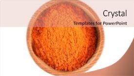  Presentation with powdered - Slide deck consisting of powdered paprika in small wooden background and a coral colored foreground