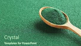  Presentation with powdered - PPT theme with powdered-spirulina-and-spoon background and a ocean colored foreground