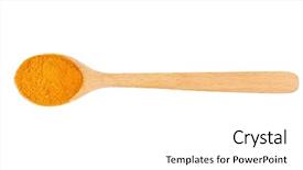  Presentation with powdered - Slides featuring powdered turmeric in spoon background and a white colored foreground