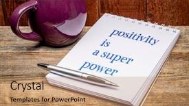  Presentation with positivity - Slide deck consisting of power - text in a sketchbook background and a coral colored foreground