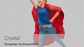  Presentation with girl power - Audience pleasing PPT theme consisting of power-and-people-concept-smiling backdrop and a light gray colored foreground