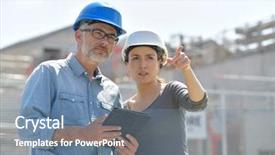  Presentation with buildings engineering construction engineers - Amazing slide set having power architect - construction engineers using tablet backdrop and a seafoam green colored foreground