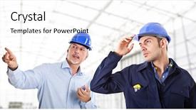  Presentation with construction work - Beautiful presentation theme featuring power architect - engineers at work backdrop and a white colored foreground