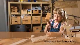  Presentation with building - PPT layouts enhanced with power architect - girl building birdhouse in garage background and a coral colored foreground