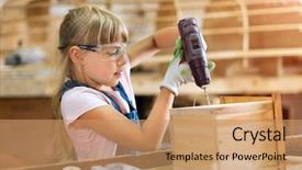  Presentation with building - Amazing slide deck having power architect - girl building birdhouse in garage backdrop and a coral colored foreground