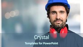  Presentation with architect - Amazing PPT theme having power architect - portrait of a smiling worker backdrop and a ocean colored foreground