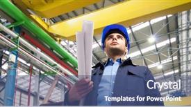  Presentation with industrial power - Cool new PPT layouts with power architect - portrait of an industrial worker backdrop and a ocean colored foreground