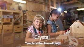  Presentation with workshop - PPT theme enhanced with power architect - two young girls doing woodwork background and a tawny brown colored foreground