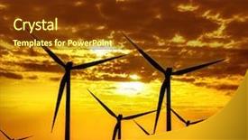 Presentation with wind turbines - Theme featuring power at sunset background and a tawny brown colored foreground