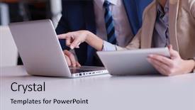  Presentation with business group meeting - Beautiful slides featuring power bank - young business people group have backdrop and a  colored foreground