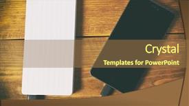  Presentation with power bank - PPT layouts with power bank and smartphone background and a coral colored foreground