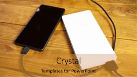  Presentation with power bank - Slide deck featuring power bank and smartphone background and a gold colored foreground