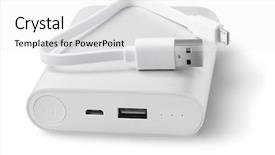  Presentation with power cable - Audience pleasing PPT theme consisting of power bank charger and usb backdrop and a white colored foreground