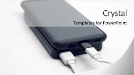  Presentation with powerbank - PPT theme enhanced with power bank charging - photo of black powerbank background and a white colored foreground