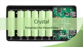  Presentation with power bank - Slide set having power bank isolated on white background and a  colored foreground