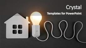  Presentation with electric - Slide deck consisting of power base - electric bulb and house background and a dark gray colored foreground