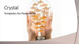  Presentation with light bulb - PPT theme with power base - side view of fish swimming background and a white colored foreground