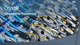  Presentation with power data center - Cool new slide set with power cable - closeup of data center hardware backdrop and a ocean colored foreground