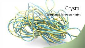  Presentation with blue yellow - Slides enhanced with power cord - blue and yellow wires closeup background and a  colored foreground