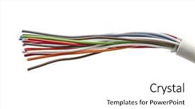 Presentation with cables - Amazing PPT theme having power cord - colorful cables closeup on white backdrop and a  colored foreground