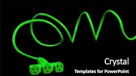  Presentation with green plug - Beautiful slides featuring power cord - green plug isolated on white backdrop and a black colored foreground