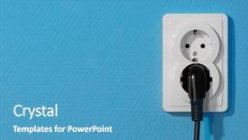  Presentation with electric - PPT theme featuring power cord - white electric socket on yellow background and a teal colored foreground