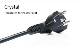  Presentation with power plug - PPT theme consisting of power cord isolated over white background and a white colored foreground