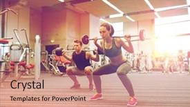  Presentation with woman sport - Slides featuring lifting work - sport bodybuilding lifestyle and people background and a coral colored foreground