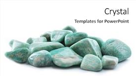  Presentation with pile - Theme having power crystal - pile of amazonites isolated background and a  colored foreground