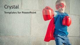  Presentation with boxing - Audience pleasing theme consisting of power dressing - boy with boxing gloves outdoors backdrop and a  colored foreground