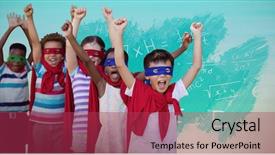  Presentation with children superhero kids aspiration imagination - Presentation consisting of power dressing - children in superhero costumes background and a red colored foreground
