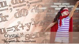  Presentation with children superhero kids aspiration imagination - Beautiful PPT theme featuring power dressing - girl in superhero costume backdrop and a coral colored foreground