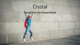  Presentation with outdoors - Slide deck having power dressing - jumping little boy outdoors background and a  colored foreground