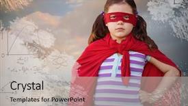  Presentation with costume - Colorful slide set enhanced with power dressing - portrait of girl in superhero backdrop and a light gray colored foreground