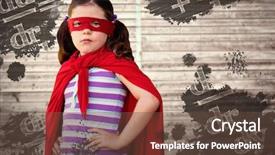  Presentation with girl power - PPT layouts having power dressing - portrait of girl standing background and a tawny brown colored foreground