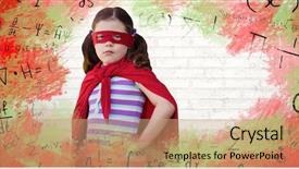  Presentation with superhero - PPT theme consisting of power dressing - portrait of girl standing background and a coral colored foreground