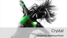  Presentation with fitness - Amazing PPT theme having power dynamics - one caucasian woman exercising fitness backdrop and a  colored foreground