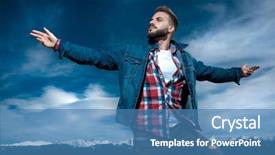  Presentation with powerful - Presentation theme enhanced with power dynamics - young casual man feeling powerful background and a teal colored foreground