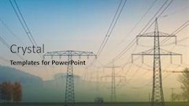  Presentation with foggy - PPT theme having power-electric-line-in-foggy background and a light blue colored foreground