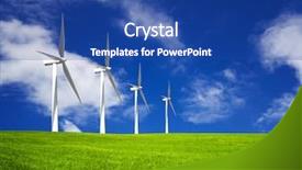  Presentation with turbine - Presentation theme consisting of power electricity - wind turbine background and a  colored foreground