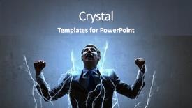  Presentation with energy crisis - Presentation theme consisting of power energy crisis - young powerful businessman n lightning background and a ocean colored foreground